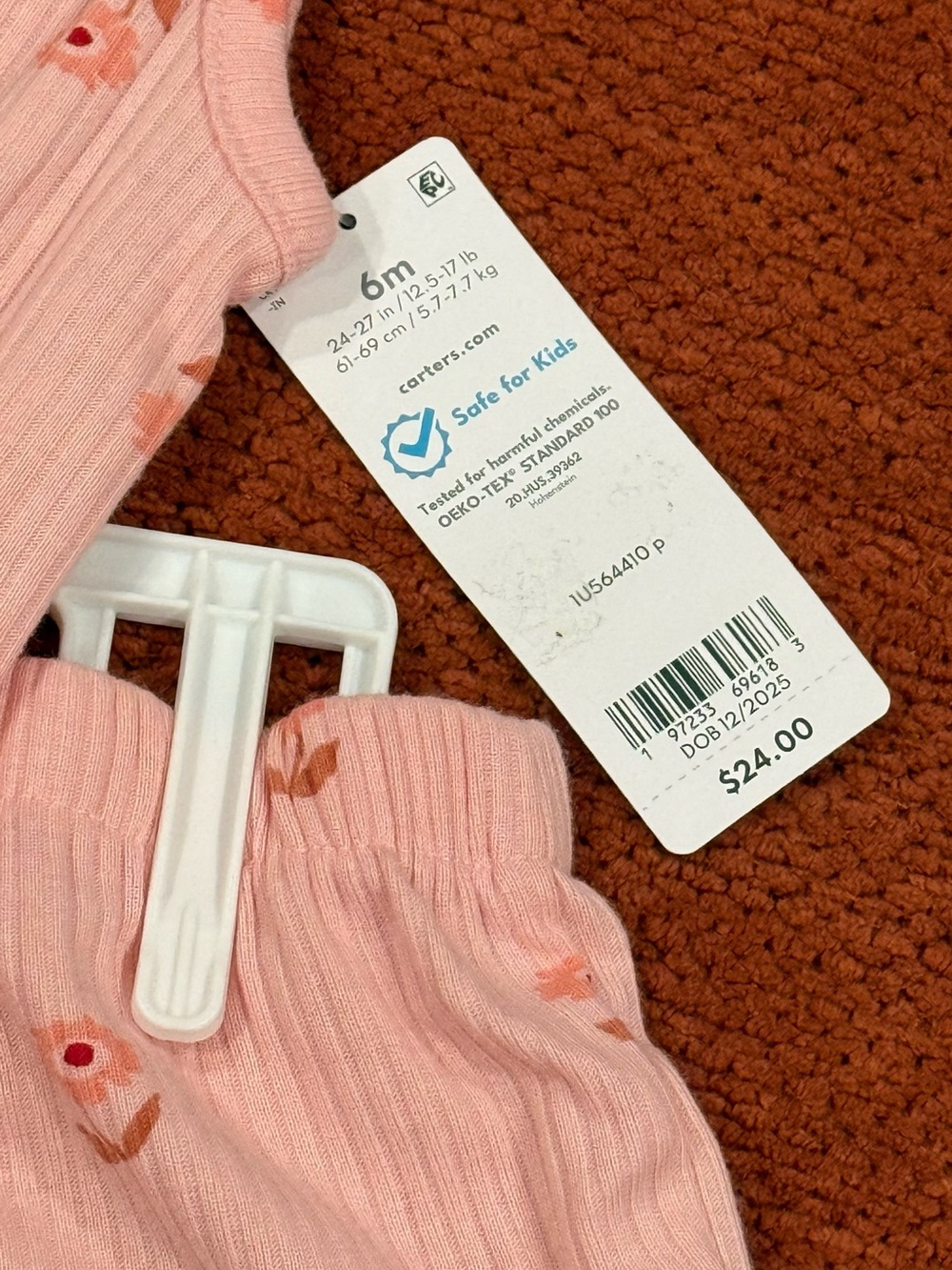 Carter's Light Pink Floral Ribbed Baby Leggings Set